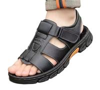 L6NqIAG Sandales for Hommes Grande Taille, Chaussures de Plage Respirantes et antidérapantes à Double Usage Sandales(Black,43)