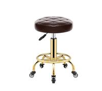 L6NqIAG Tabouret Roulant Tabouret de Coiffure Vintage, Chaise barbier, mobilier Salon, tabourets beauté, chaises pivotantes Professionnelles à roulettes(Brown 1)