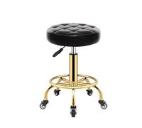 L6NqIAG Tabouret Roulant Tabouret de Coiffure Vintage, Chaise barbier, mobilier Salon, tabourets beauté, chaises pivotantes Professionnelles à roulettes(Black 1)