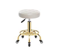 L6NqIAG Tabouret Roulant Tabouret de Coiffure Vintage, Chaise barbier, mobilier Salon, tabourets beauté, chaises pivotantes Professionnelles à roulettes(White 1)