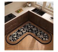L6NqIAG Tapis de Bain Angle Tapis De Cuisine en Forme L, Absorbant Et Antidérapant, Style Rétro Minimaliste, Décoration D'intérieur(Color 1,80x80x40cm)