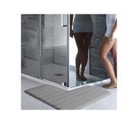 L6NqIAG Tapis de Bain Angle Tapis De Salle Bain À Rayures, Sol Absorbant for Douche Droit, d'angle Antidérapant for Toilettes(Light Gray,120x120x45cm)
