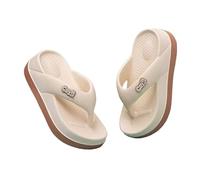 L6NqIAG Tongs d'été for Femmes, Hauteur de 4 cm, Sandales d'été antidérapantes, Pantoufles for Dames, Pantoufles for Filles Tong Femme(Beige,37-38)