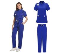 L6NqIAG Uniformes pour Personnel Soignant Ensembles de Blouses et Pantalons Droits for cliniques vétérinaires infirmières, Uniformes for Femmes, 12 Couleurs Extensibles(Color 1,M)