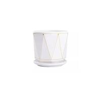 L6x2N9b5 Pots de Fleurs Pot de Fleur en céramique créatif Grand avec Plateau Simple ménage Balcon bonsaï Verts Pots Fleurs succulentes(Gold,Moyen)