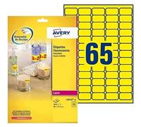 [L7651Y-25-10] Avery Lot de 10 Pochettes 1625 étiquettes Laser Adhésives Jaun...