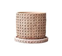 L8p2B5s7 Pots de Jardin Pot de Plante cylindrique en rotin à Relief, avec Trou Drainage, jardinière Ciment, for Chambre, Balcon, Jardin, Bureau(Moyen)
