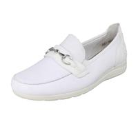 L9355 Chaussures plates décontractées à enfiler avec chaîne pour femme, blanc, 38 EU