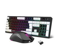 L98 Wireless Keyboard & Mouse Set, Clavier de Jeu Rechargeable 2.4G avec Souris rétroéclairée RGB Combo Set
