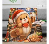L9P1T3E4 Plaid Ours de Noël Impression 3D Microfibre canapé Toucher Polaire | 80×90inchtoucher doux microfibre léger chaleur déco festive canapé lit cadeau enfant accent cosy entretien facile