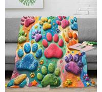 L9P1T3E4 Plaid Polaire Empreintes colorées Microfibre déco canapé | 70×80inchdouceur microfibre toucher moelleux léger chaleur entretien facile accent canapé design vibrant amoureux animaux