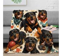 L9P1T3E4 Plaid Polaire Microfibre Motif Rottweiler Doux déco canapé | 80×90inchtoucher microfibre peluche chaleur légère entretien facile cadeau amateur chien