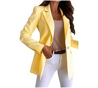 L9WEI Blazer à manches longues pour femme - Élégant - Coupe cintrée - Pour le début de l'année - Mode - Couleur unie - Blaser - Blazer festif, jaune, XXL