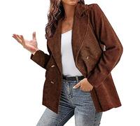 L9WEI Blazer en Corduroy Automne Hiver pour Femmes, Revers Décontracté Costume de Bureau, Veste pour Femmes, Devant Ouvert, Mode Chaude, Blazer Court