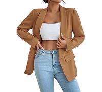 L9WEI Blazer pour femme - Élégant - Manches longues ouvertes - Couleur unie - Pour l'automne et l'hiver, X01-marron, XL