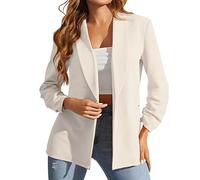 L9WEI Blazer slim pour femme, automne et hiver, blazer business élégant à revers uni, manches longues, costume d'affaires, X01 - Blanc, M