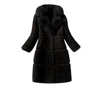 L9WEI Manteau en fourrure pour femme élégant manteau d'hiver chaud en fausse fourrure moelleuse manteau d'hiver pour femme manteau en fourrure avec capuche, X02 - Noir, 5X-Large