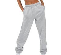 L9WEI Pantalon de jogging pour femme - Taille haute - Confortable - Taille élastique - Pantalon de sport - Pantalon d'extérieur avec poches, X01-gris, S