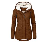L9WEI Veste d'hiver fine pour femme - Doublé - Veste d'hiver chaude - Avec capuche - Parka épaisse - Veste d'extérieur pour femme - Hiver - Veste légère, marron, 5X-Large
