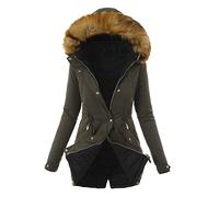 L9WEI Veste d'hiver pour femme - Longueur moyenne - Parka matelassée - En fourrure synthétique - Veste matelassée - Veste d'hiver - Veste softshell légère et respirante, X01 - Vert armée, XXXL