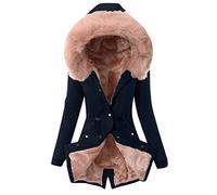 L9WEI Veste d'hiver pour femme - Longueur moyenne - Parka matelassée - En fourrure synthétique - Veste matelassée - Veste d'hiver - Veste softshell légère et respirante, X02 - Bleu marine, L