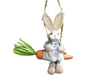 LA BAIESO Figurine Lapin Pâques en Paille - Couleurs Variables par Lot | Note: variations de couleur dues aux lots et écrans; hauteur et composition restent constantes; contenu 1 pièce.