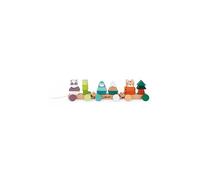 Janod - Train en Bois - La Balade des Animaux - Jouet d'Éveil en Bois - Motricité Fine et Apprentissage des Couleurs - Partenariat WWF - Peinture à l'Eau - Certifié FSC - Dès 12 Mois, J08603