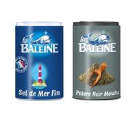 LA BALEINE - Duo Saveurs Sel & Poivre, Assaisonnement Parfait pour Sublimer Vos Plats, 2 x 34g - Lot De 4