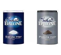 La Baleine Duo Sel de Mer Fin 50g + Poivre Noir Moulu 18g (lot de 4)