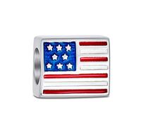 La Bande Rouge Blanche Bleue Étoile Du Drapeau Américain Patriotique Des Usa Pour Femmes Ados En Argent Sterling 925 Pour Bracelet Européen