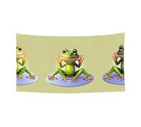 La bannière amusante en forme de grenouille faisant du yoga est adaptée pour les fêtes en bord de mer ou les festivals, etc