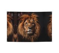 La bannière Lion's Gaze Party de 119,4 x 180,3 cm, adaptée pour Halloween, Noël, les fêtes, les rassemblements et autres bannières de vacances