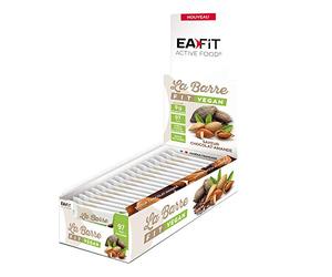 LA BARRE FIT EAFIT | Chocolat/Amande Vegan| 33% de proteine - 98 Kcal par barre protéinée - Riche en protéines - Faible en sucres - Riche en fibres |Musculation,fitness,sport | Présentoir de 32 barres