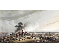 La bataille de Waterloo 18 juin 1815. Le duc de Wellington regarde vers le bas sur la ferme de Hougoumont. Après un artiste anonyme. Publié à Londres 1816 Poster imprimé par Ken Welsh (20 x 11)