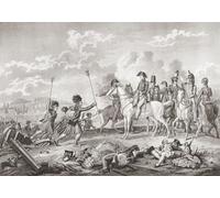 La bataille de Waterloo 18 juin 1815. Soldats écossais qui ont capturé deux aigles de la course française pour les présenter au duc de Wellington. Les aigles impériaux français étaient l'équivalent
