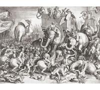 La bataille de Zama en 202 avant JC. Les Romains dirigés par Scipion ont vaincu les Carthaginois dirigés par Hannibal Barca pendant la seconde guerre punique. Dans cette gravure du 16ème siècle, les
