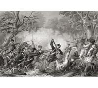 La bataille du lac Okeechobee le 25 décembre 1837 pendant la deuxième guerre séminole alias la guerre de Floride 1835-1842. Après une œuvre du XIXe siècle. Poster imprimé par Ken Welsh (17 x 11)