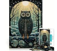 La beauté du Hibou Nocturne Puzzle de 1000 pièces pour Adultes Jeu de réflexion Loisirs et Divertissement Qualité supérieure Joli présent (38x52cm)