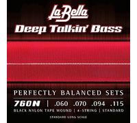 La Bella 760N Jeu de Cordes en nylon pour Basse 60/110 Flat Wound Noir