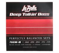 Labella 760NB Jeu de Cordes en nylon pour Basse 41/128 Flat Wound Noir