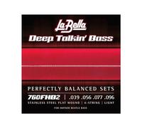 La Bella Strings »760FHB2 Stainless Steel Flatwound Bass« Set de Cordes pour Basse Höfner 4-Cordes - Light Tension 039/096