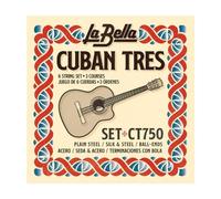 La Bella Strings »CUBAN TRES - CT750 - BALL END« Jeu de Cordes pour Cuban Guitare - Plain Steel/Silk and Steel - 6 Cordes en 3 Chœurs