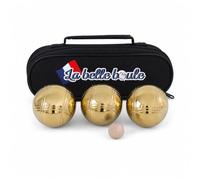 La belle boule® | Boules de Pétanque Dorées, Triplette 3 Boules avec Cochonnet et Sacoche