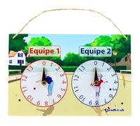 La Belle Boule® | Compteur de Score 30x20cm Pétanque en Étain Vintage | Plaque Métal avec Aiguilles Pivotantes pour 2 Équipes | Accessoire Décoratif Intérieur Extérieur | Compact et Facile à Suspendre