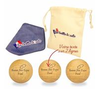 La belle boule® | Kit 3 Cochonnet Pétanque Personnalisé - Sacoche Pétanque + Chiffon Microfibre - Boule de Pétanque Compétition Loisir - Accessoire Pétanque Intérieur Extérieur (Coeur)