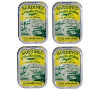 La Belle-iloise - Sardines huile d’olive et citron - 4 X 115 g - 4 à 6 sardines - Lot de 4 boites