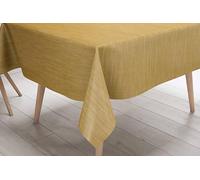 La biancheria per la casa Nappe LIMA jaune - Toile cirée plastifiée PVC lavable antidérapante effet lin - Fabriqué en Italie 140 x 180 x 6 personnes