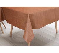 La biancheria per la casa Nappe LIMA Orange - Toile cirée plaquée PVC lavable antidérapante effet lin - Fabriqué en Italie 140x140 cm. pour 4 personnes
