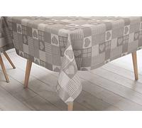 La biancheria per la casa Nappe lime © en toile cirée plastifiée lavable hydrofuge en PVC cœur beige fabriquée en Italie - 140 x 180 x 6 personnes