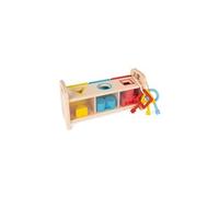 Janod - Essentiel - La Boite à Clefs - Jeu Educatif Premier Âge en Bois 2-En-1 - Apprentissage Formes et Couleurs et Motricité Fine - Peinture à l'Eau - Dès 18 Mois, J05065